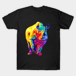Rhino Artwork in Bright Rainbow Colors for Rhino Fans T-Shirt